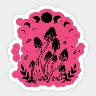 mushroom family night plants moonphase Sticker